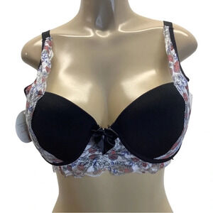 Massam Black & White Size Large.  Floral Lace Underwire Bra Made in Brazil. New.